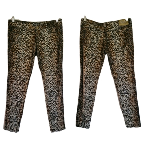 Dolce & Gabbana Denim - Dolce & Gabbana Leopard Animal Print Skinny Jeans Pants Low Rise Designer Goth